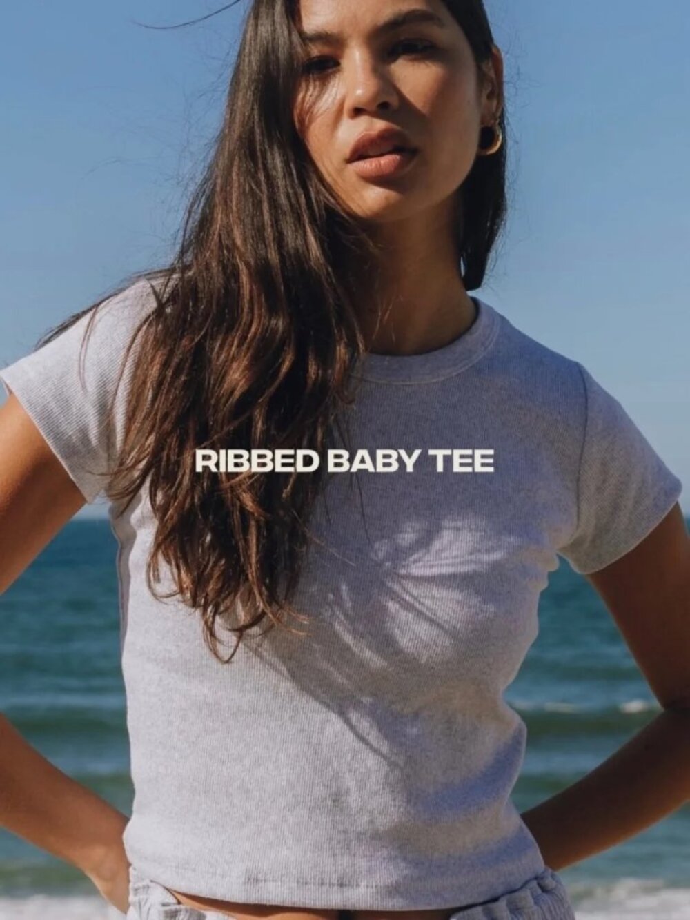 Daily Drills Ribbed Baby Tee - Light Grey